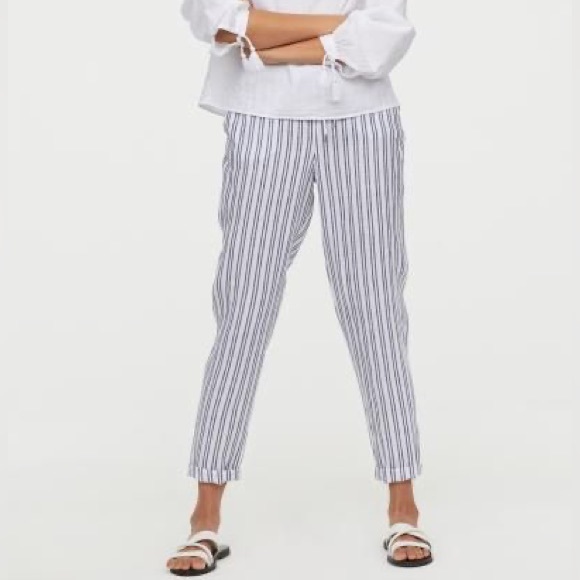 NWT H&M Linen Striped Joggers - Picture 1 of 4